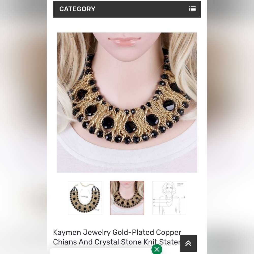 Kaymen Jewelry Gold-Plated Copper Chains Crystal Stone Knit Choker Necklace - Picture 2 of 7